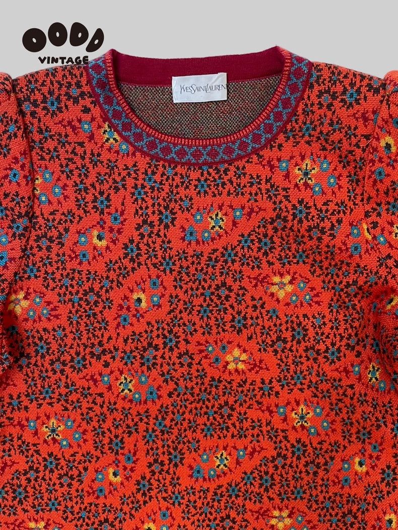 Yves Saint Laurent YSL 90s Floral Shoulder Pad Dress - dmc Size US 36 / EU 52 - 4 Thumbnail