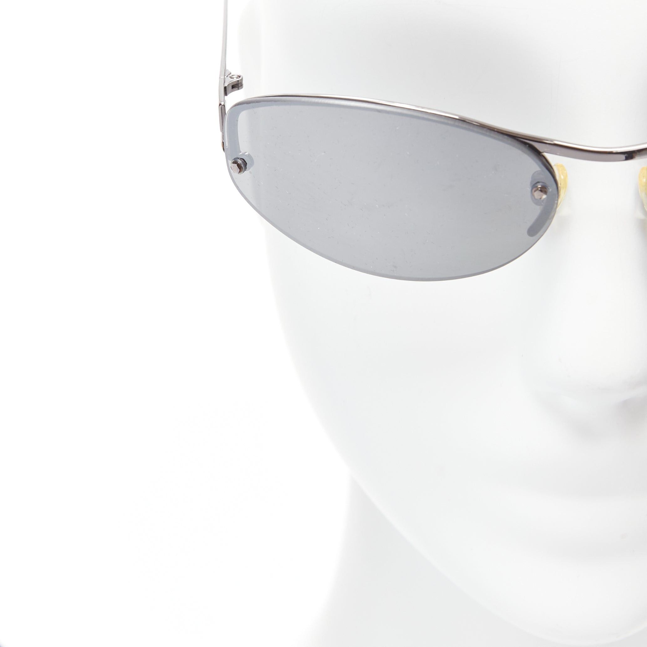 Versace VERSACE N17 89M/247 Greca leg grey lens futuristic oval sunglasses Size ONE SIZE - 7 Thumbnail