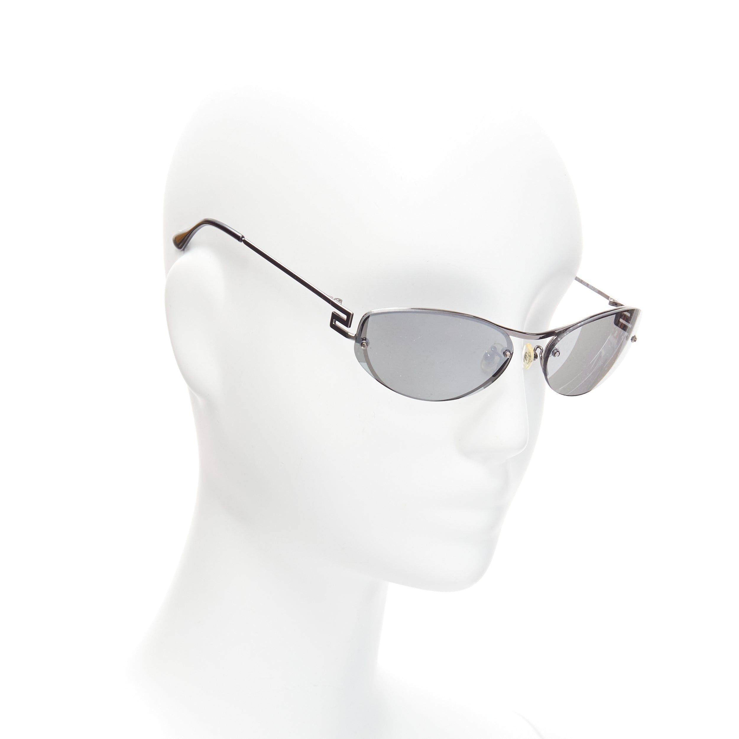 Versace VERSACE N17 89M/247 Greca leg grey lens futuristic oval sunglasses Size ONE SIZE - 3 Thumbnail