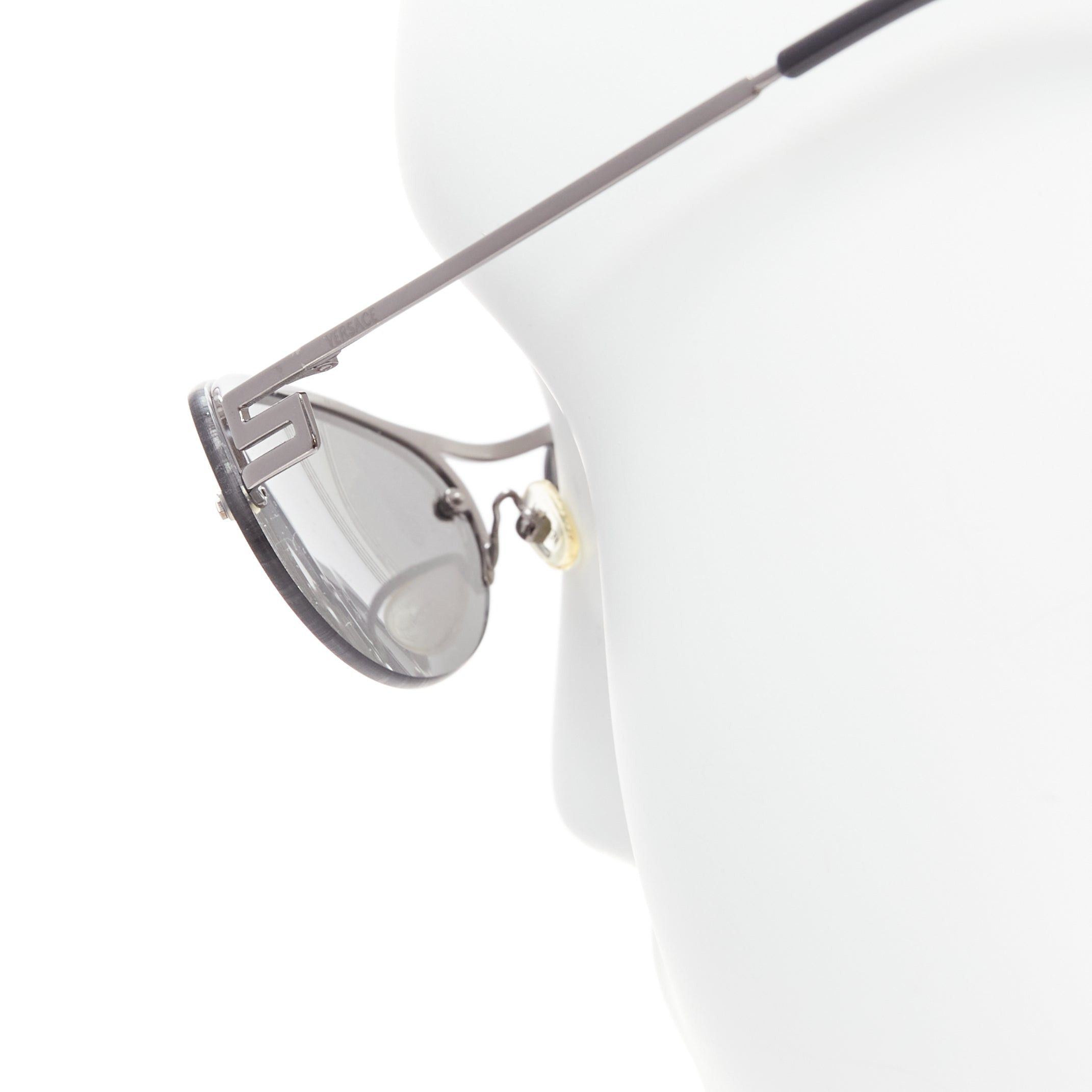 Versace VERSACE N17 89M/247 Greca leg grey lens futuristic oval sunglasses Size ONE SIZE - 6 Thumbnail