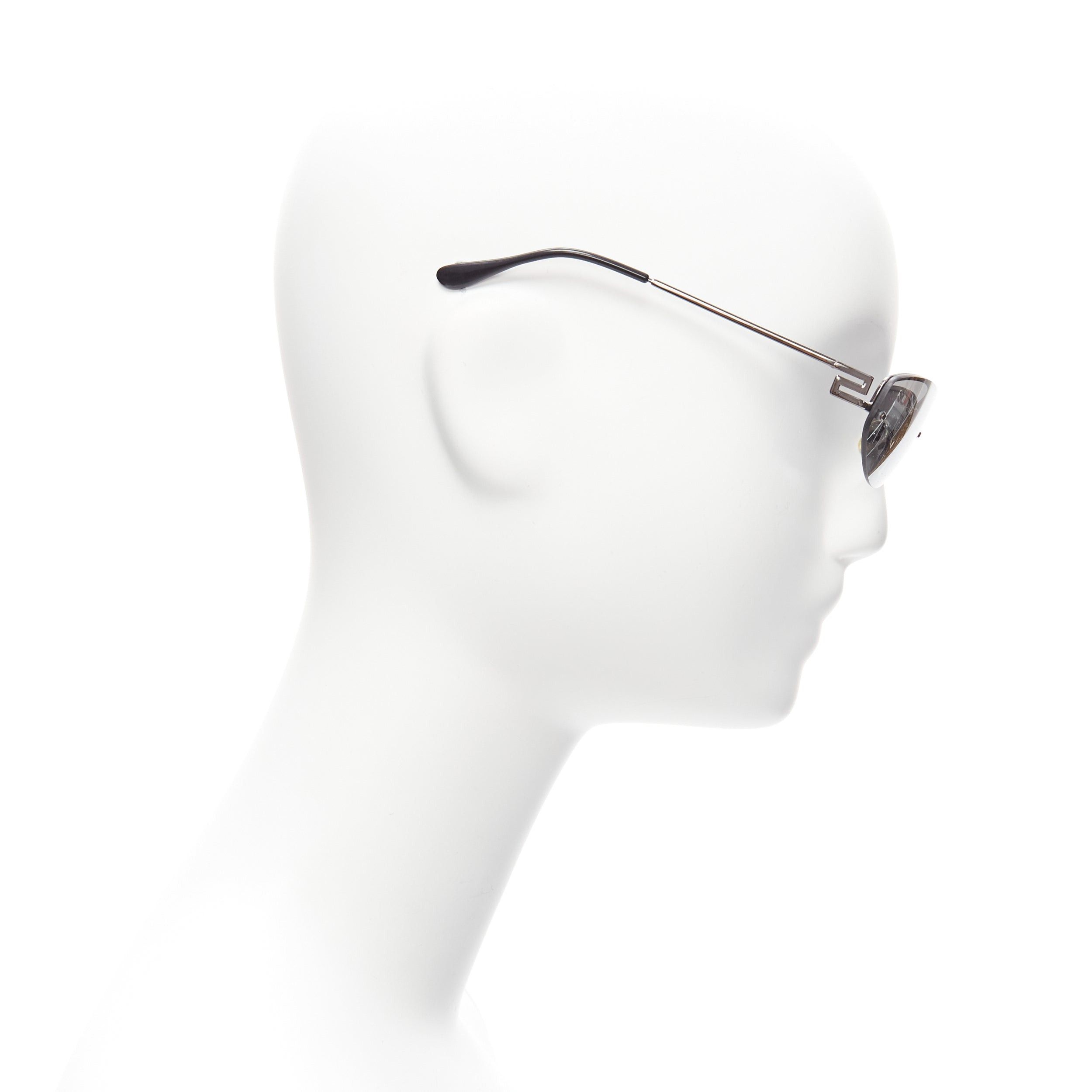 Versace VERSACE N17 89M/247 Greca leg grey lens futuristic oval sunglasses Size ONE SIZE - 4 Thumbnail