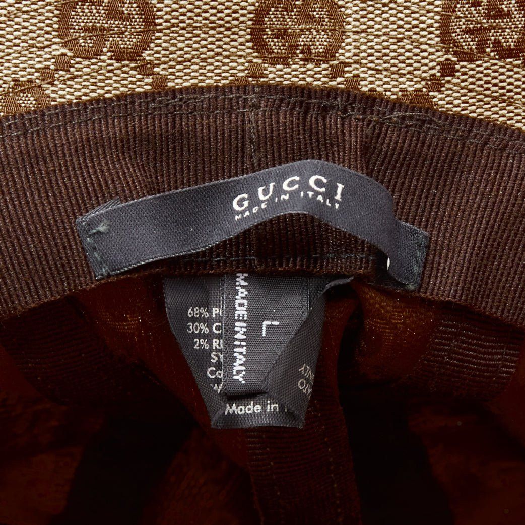 Gucci GUCCI Vintage brown GG monogram leather trim bucket hat L Size ONE SIZE - 8 Thumbnail