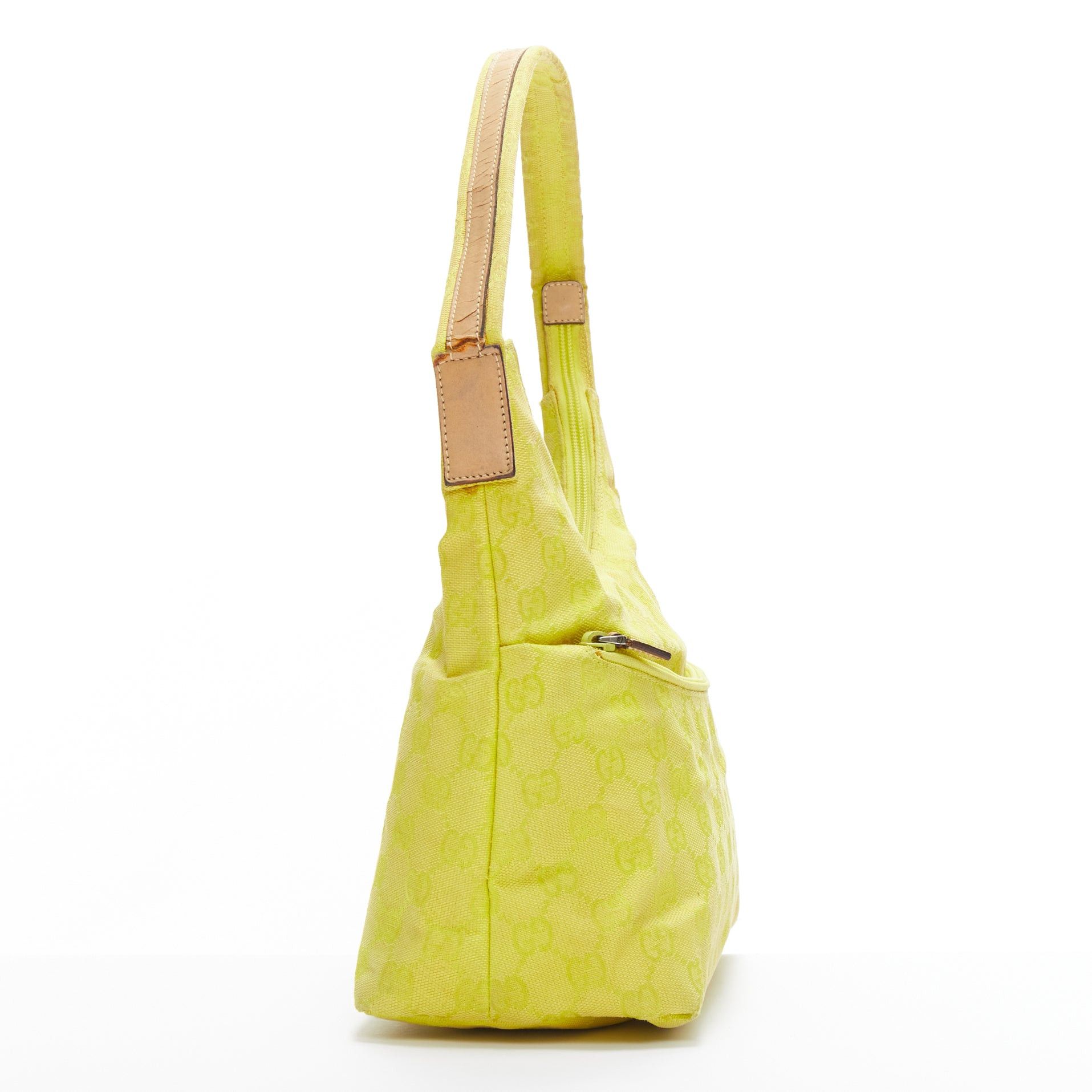 Gucci GUCCI Vintage yellow GG monogram canvas small hobo shoulder bag Size ONE SIZE - 4 Thumbnail