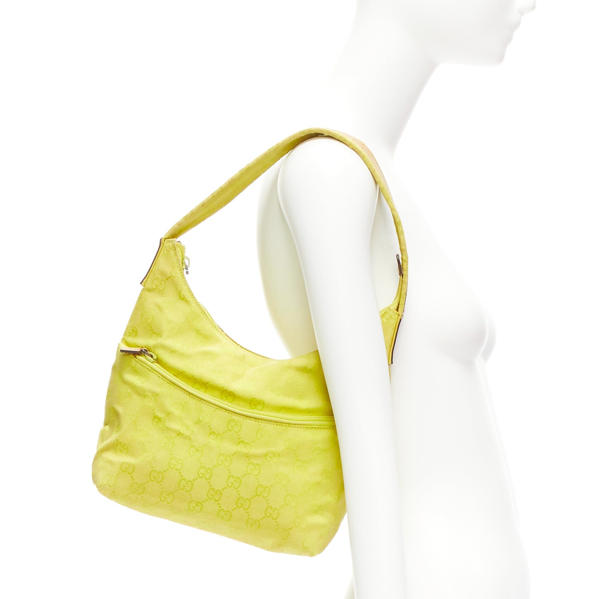 Gucci GUCCI Vintage yellow GG monogram canvas small hobo shoulder bag Size ONE SIZE - 2 Thumbnail