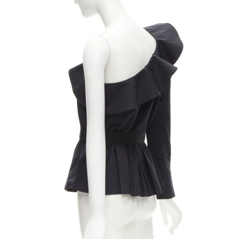 Fendi FENDI black cotton ruffle one shoulder belted peplum top IT42 M Size M / US 6-8 / IT 42-44 - 5 Thumbnail