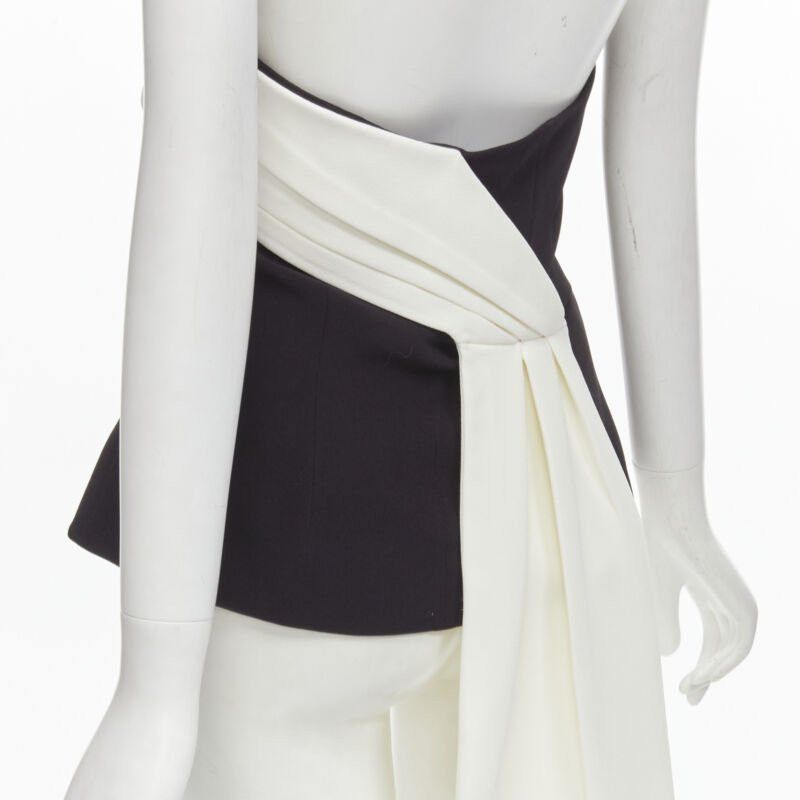 Other SAFIYAA black white pleated asymmetrical halter train top black flared pant UK12 Size M / US 6-8 / IT 42-44 - 2 Thumbnail