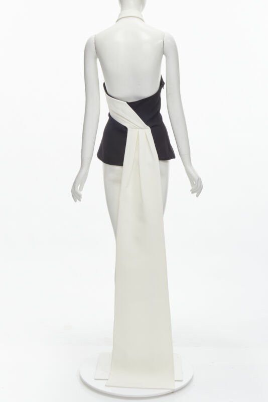 Other SAFIYAA black white pleated asymmetrical halter train top black flared pant UK12 Size M / US 6-8 / IT 42-44 - 5 Thumbnail