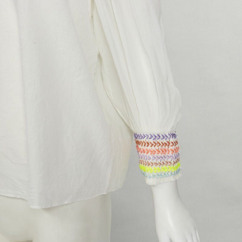 Alice + Olivia ALICE OLIVIA white cotton neon braid embroidery off shoulder top S Size S / US 4 / IT 40 - 7 Thumbnail