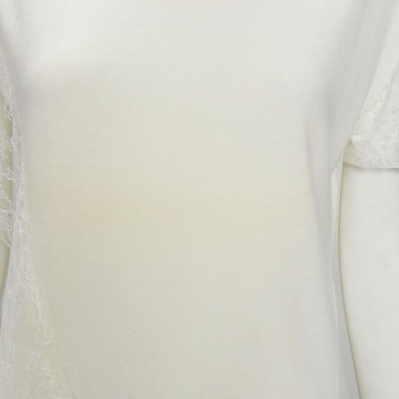 Lanvin LANVIN cream white wool blend lace trim knitted pullover top M Size M / US 6-8 / IT 42-44 - 8 Thumbnail