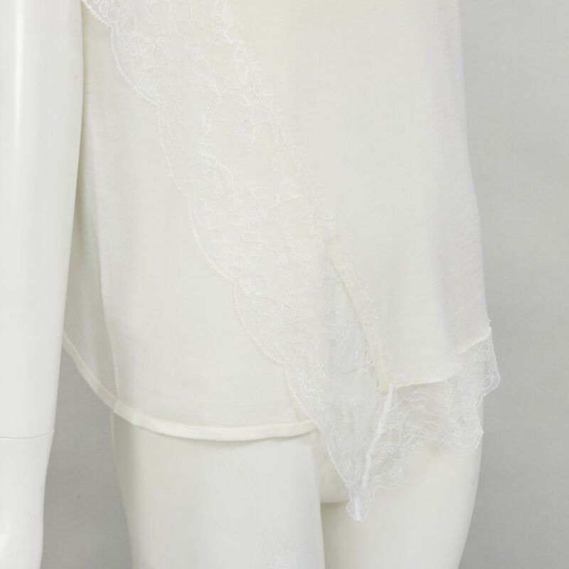 Lanvin LANVIN cream white wool blend lace trim knitted pullover top M Size M / US 6-8 / IT 42-44 - 7 Thumbnail