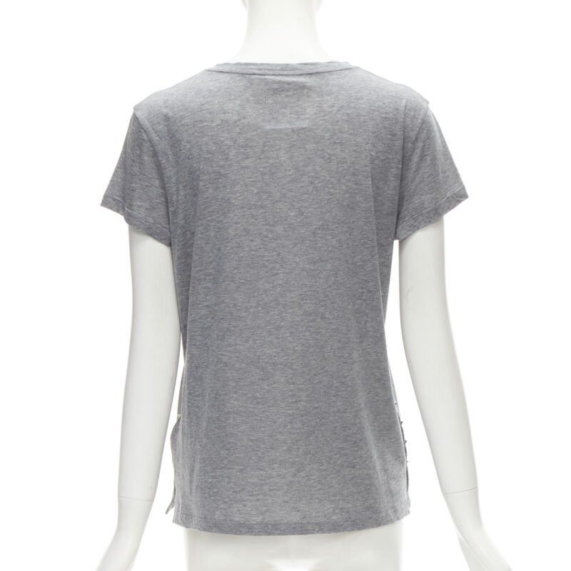 Valentino VALENTINO Rockstud 100% cotton grey pyramind spike stud side tshirt S Size S / US 4 / IT 40 - 5 Thumbnail