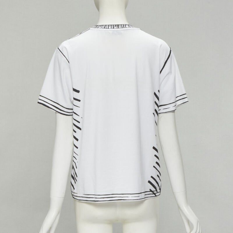 Fendi FENDI 2022 Joshua Vides white cotton illustration print logo embroidery tshirt M Size M / US 6-8 / IT 42-44 - 5 Thumbnail
