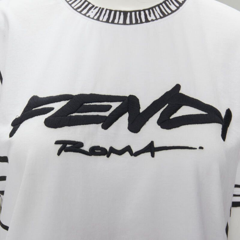 Fendi FENDI 2022 Joshua Vides white cotton illustration print logo embroidery tshirt M Size M / US 6-8 / IT 42-44 - 2 Thumbnail