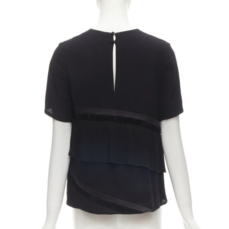 Other RHIE black satin velvet trim pleated ruffle boxy top US2 S Size S / US 4 / IT 40 - 5 Thumbnail