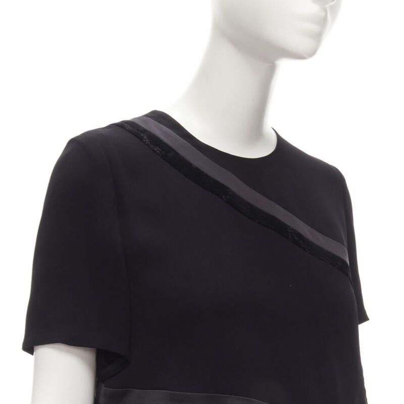 Other RHIE black satin velvet trim pleated ruffle boxy top US2 S Size S / US 4 / IT 40 - 7 Thumbnail