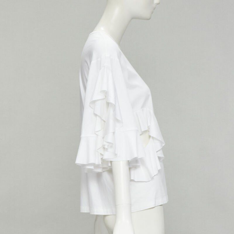 ELLERY ELLERY white wide ruffle sleeves cut out side cotton tshirt US4 S Size S / US 4 / IT 40 - 4 Thumbnail
