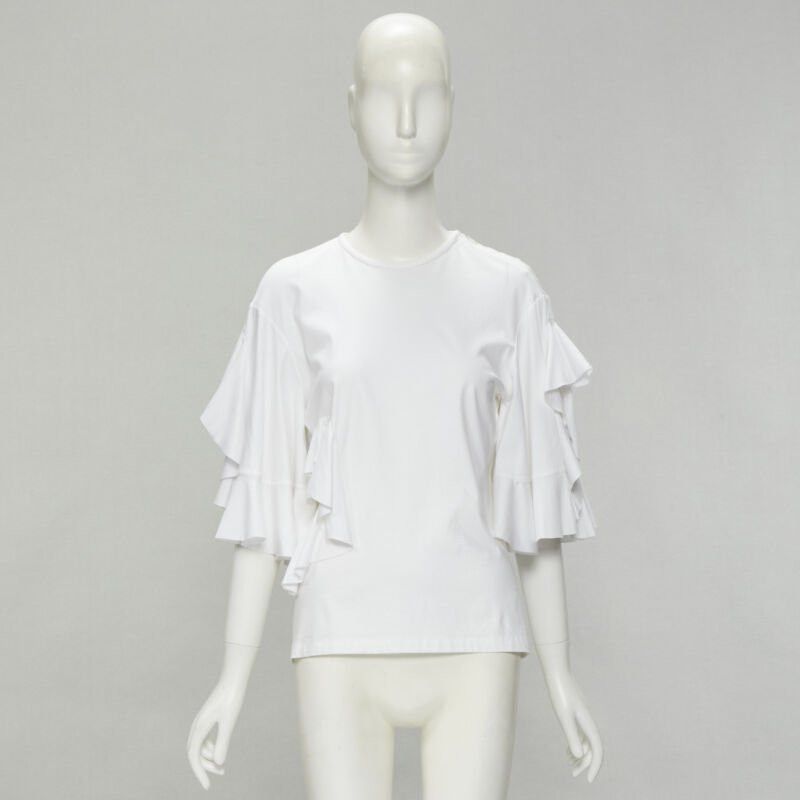 ELLERY ELLERY white wide ruffle sleeves cut out side cotton tshirt US4 S Size S / US 4 / IT 40 - 10 Thumbnail