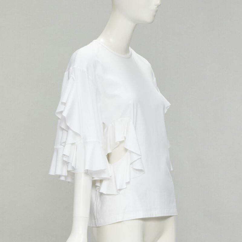 ELLERY ELLERY white wide ruffle sleeves cut out side cotton tshirt US4 S Size S / US 4 / IT 40 - 3 Thumbnail