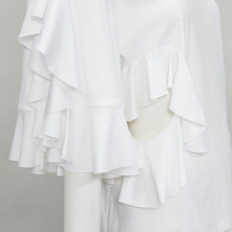 ELLERY ELLERY white wide ruffle sleeves cut out side cotton tshirt US4 S Size S / US 4 / IT 40 - 2 Thumbnail