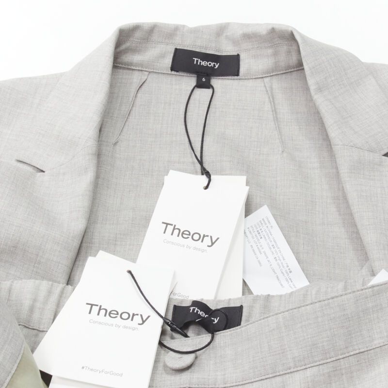 Theory THEORY Drape wool grey drawstring cinched waist blazer wide leg pants set US6 S Size M / US 6-8 / IT 42-44 - 12 Thumbnail