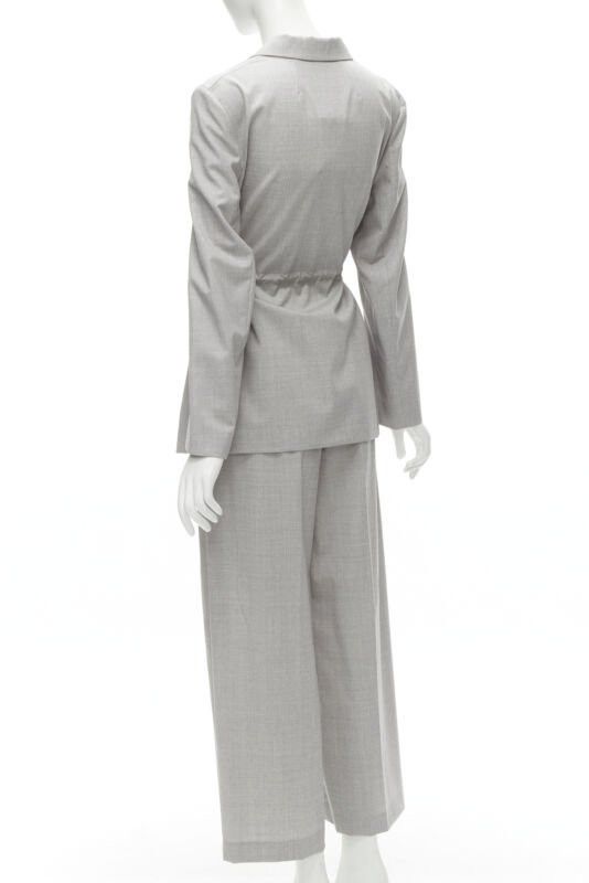 Theory THEORY Drape wool grey drawstring cinched waist blazer wide leg pants set US6 S Size M / US 6-8 / IT 42-44 - 7 Thumbnail