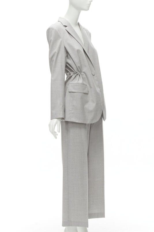 Theory THEORY Drape wool grey drawstring cinched waist blazer wide leg pants set US6 S Size M / US 6-8 / IT 42-44 - 4 Thumbnail