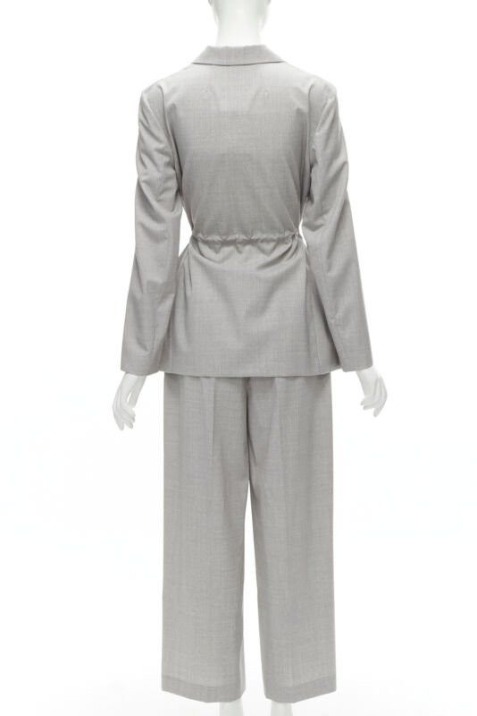 Theory THEORY Drape wool grey drawstring cinched waist blazer wide leg pants set US6 S Size M / US 6-8 / IT 42-44 - 6 Thumbnail