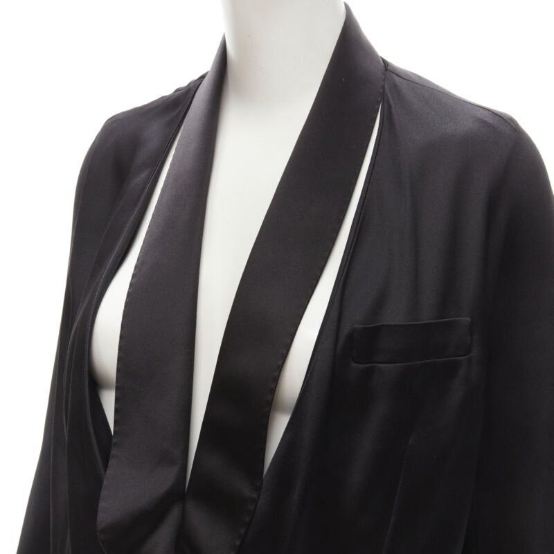 Givenchy GIVENCHY Riccardo Tisci silk black cut out collar kimono robe blazer FR34 XS Size XS / US 0-2 / IT 36-38 - 2 Thumbnail