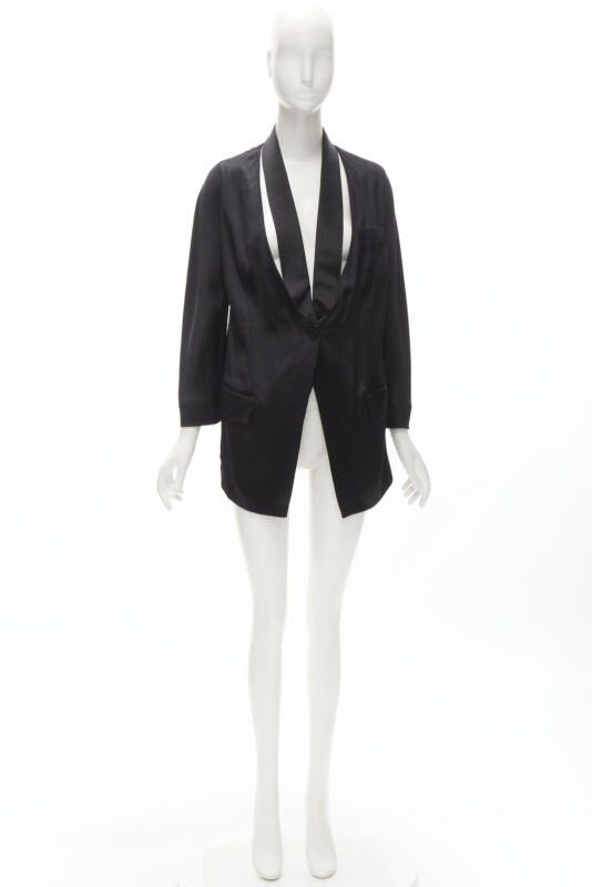 Givenchy GIVENCHY Riccardo Tisci silk black cut out collar kimono robe blazer FR34 XS Size XS / US 0-2 / IT 36-38 - 11 Thumbnail