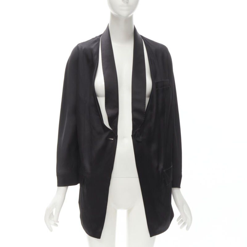 Givenchy GIVENCHY Riccardo Tisci silk black cut out collar kimono robe blazer FR34 XS Size XS / US 0-2 / IT 36-38 - 3 Thumbnail