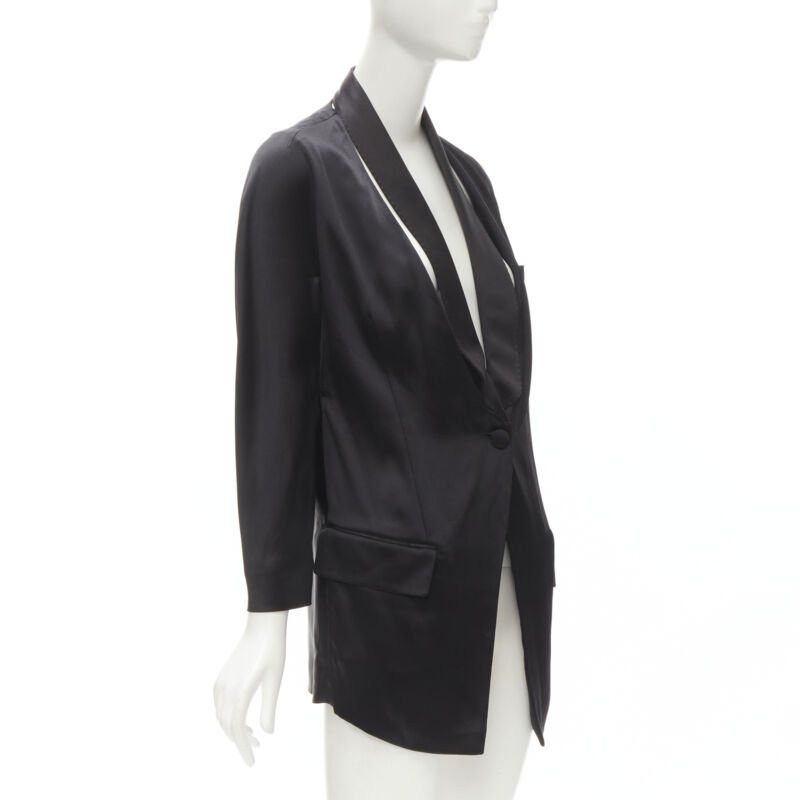 Givenchy GIVENCHY Riccardo Tisci silk black cut out collar kimono robe blazer FR34 XS Size XS / US 0-2 / IT 36-38 - 4 Thumbnail