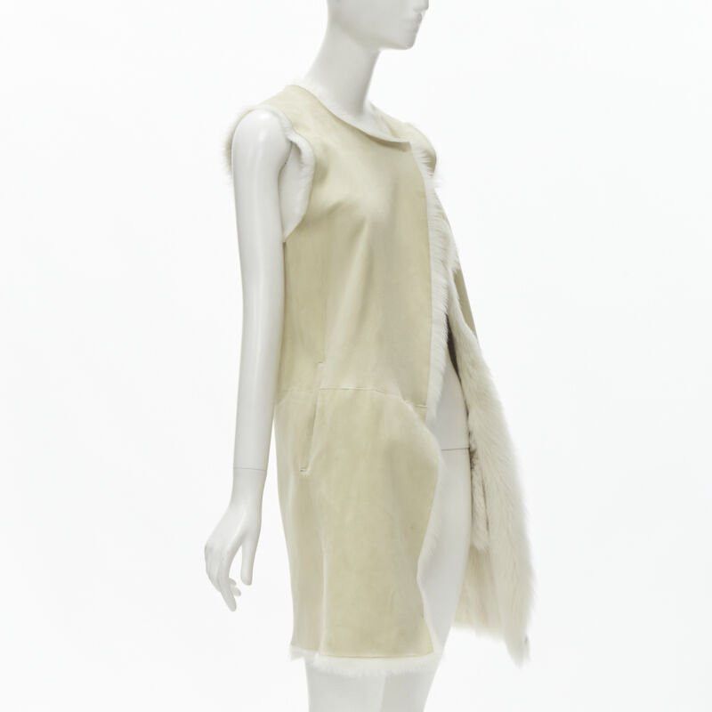Theory THEORY beige shearling lamb fur lined suede vest XS Size XS / US 0-2 / IT 36-38 - 4 Thumbnail