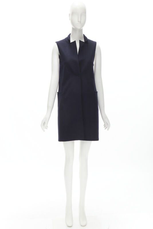Harris Wharf London HARRIS WHARF LONDON 100% wool navy wool felt vest jacket IT40 S Size S / US 4 / IT 40 - 11 Thumbnail