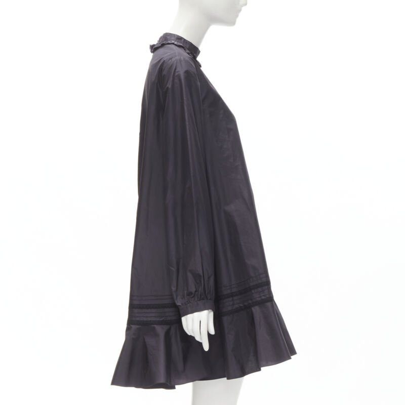 Dior CHRISTIAN DIOR black 100% silk lace trim collar flared skirt muumuu dress FR42 L Size L / US 10 / IT 46 - 4 Thumbnail