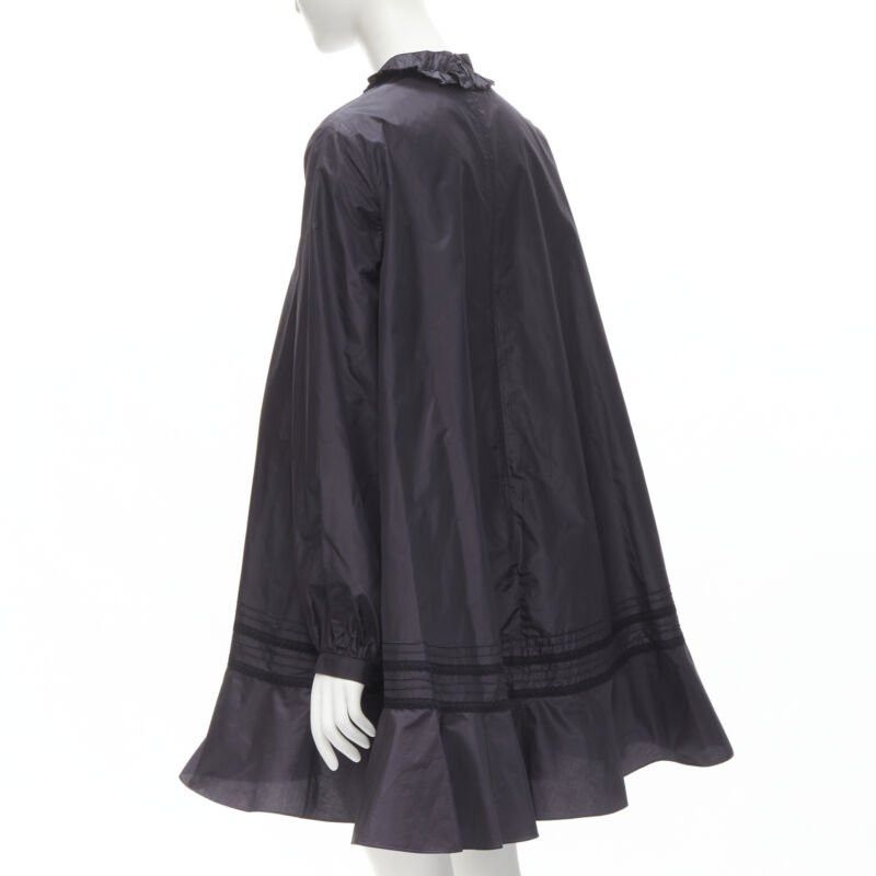 Dior CHRISTIAN DIOR black 100% silk lace trim collar flared skirt muumuu dress FR42 L Size L / US 10 / IT 46 - 6 Thumbnail