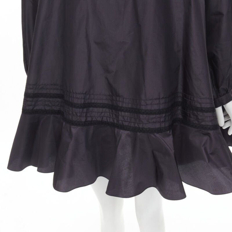 Dior CHRISTIAN DIOR black 100% silk lace trim collar flared skirt muumuu dress FR42 L Size L / US 10 / IT 46 - 8 Thumbnail