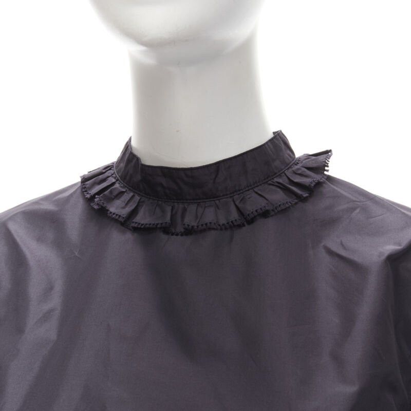 Dior CHRISTIAN DIOR black 100% silk lace trim collar flared skirt muumuu dress FR42 L Size L / US 10 / IT 46 - 2 Thumbnail