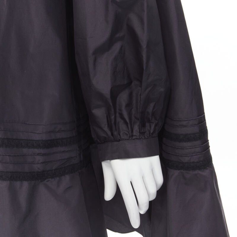 Dior CHRISTIAN DIOR black 100% silk lace trim collar flared skirt muumuu dress FR42 L Size L / US 10 / IT 46 - 7 Thumbnail