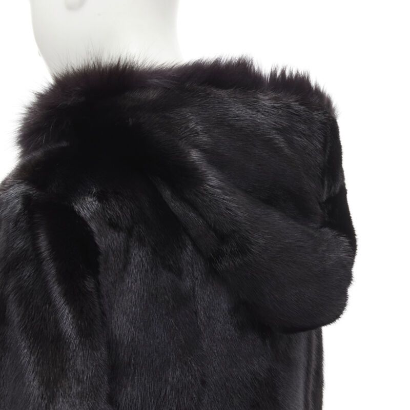 Other ISLA black fur long sleeve snap button hooded jacket IT42 Size M / US 6-8 / IT 42-44 - 9 Thumbnail