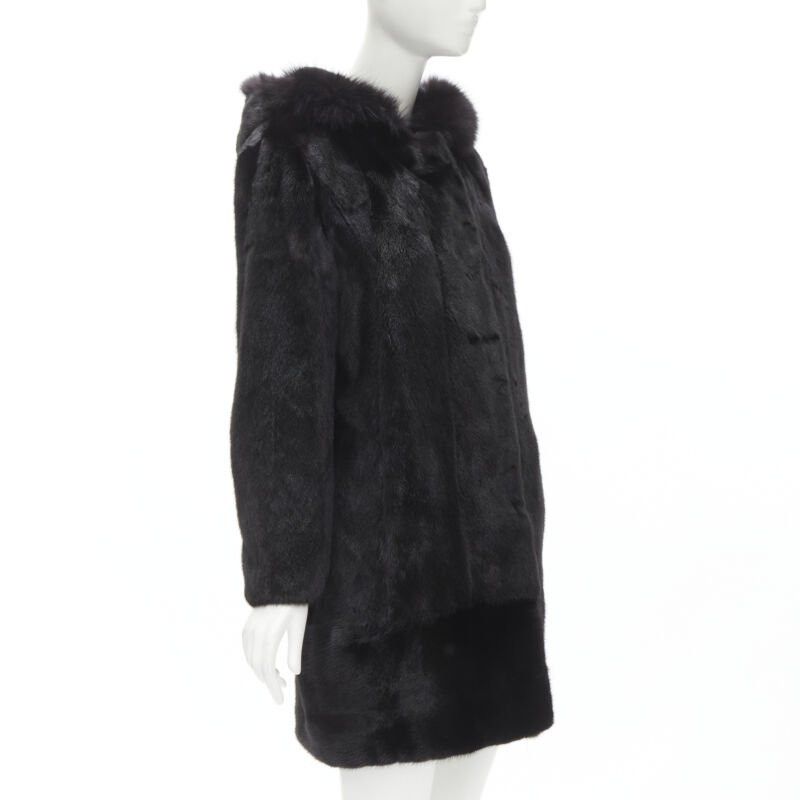 Other ISLA black fur long sleeve snap button hooded jacket IT42 Size M / US 6-8 / IT 42-44 - 4 Thumbnail