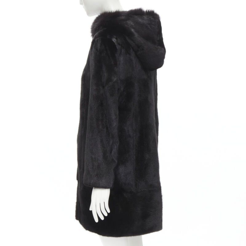 Other ISLA black fur long sleeve snap button hooded jacket IT42 Size M / US 6-8 / IT 42-44 - 7 Thumbnail