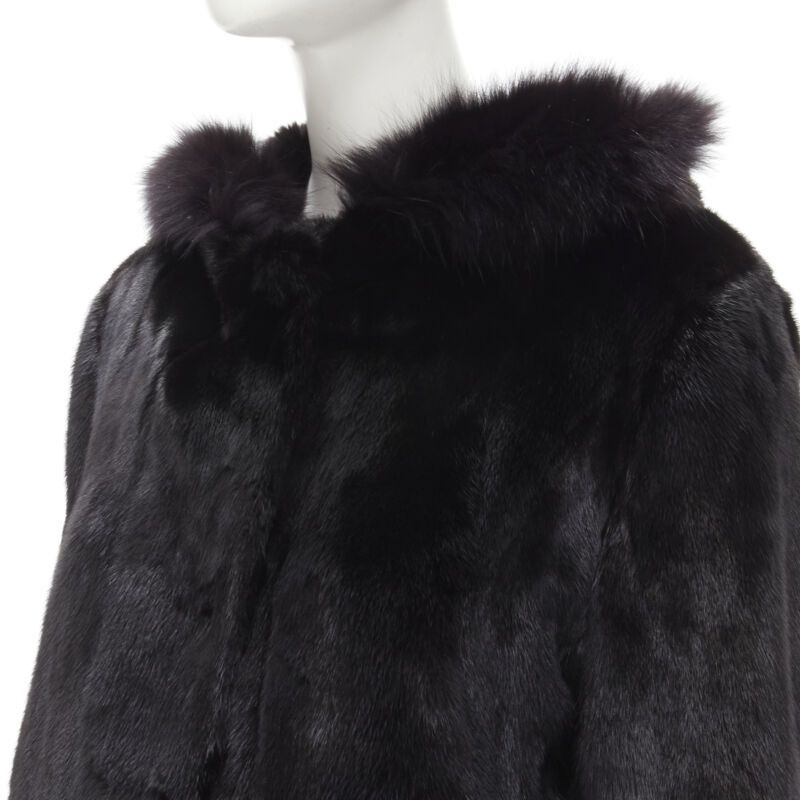 Other ISLA black fur long sleeve snap button hooded jacket IT42 Size M / US 6-8 / IT 42-44 - 2 Thumbnail