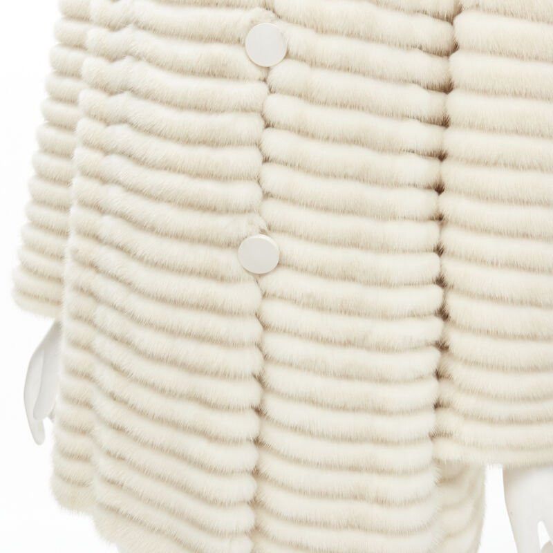 Other MARCO VANOLI cream tulle fur stripes buttoned asymmetric hooded jacket IT40 S Size S / US 4 / IT 40 - 8 Thumbnail