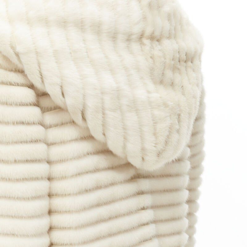Other MARCO VANOLI cream tulle fur stripes buttoned asymmetric hooded jacket IT40 S Size S / US 4 / IT 40 - 9 Thumbnail