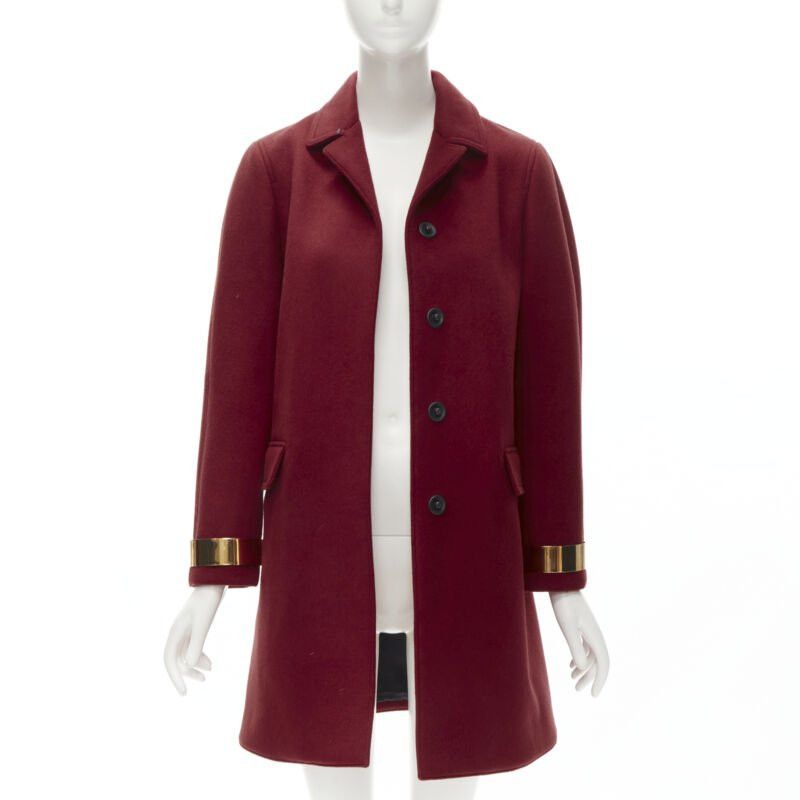 Burberry BURBERRY PROPRSUM 90% cashmere blend red gold metal bar coat IT38 XS Size XS / US 0-2 / IT 36-38 - 3 Thumbnail