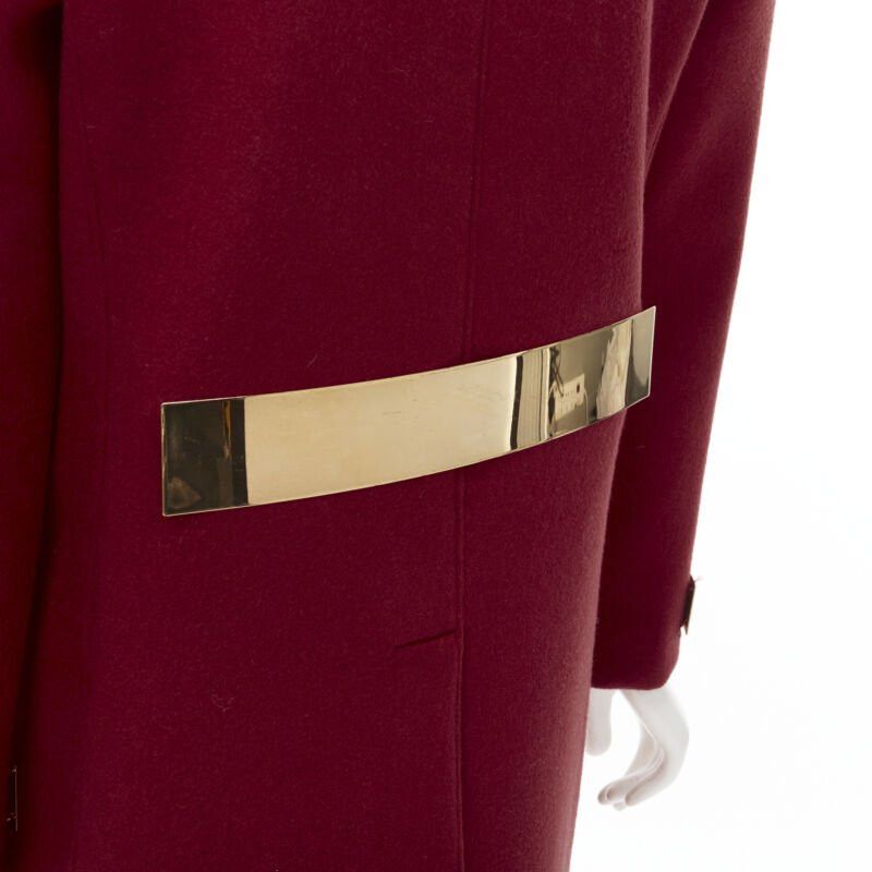 Burberry BURBERRY PROPRSUM 90% cashmere blend red gold metal bar coat IT38 XS Size XS / US 0-2 / IT 36-38 - 10 Thumbnail