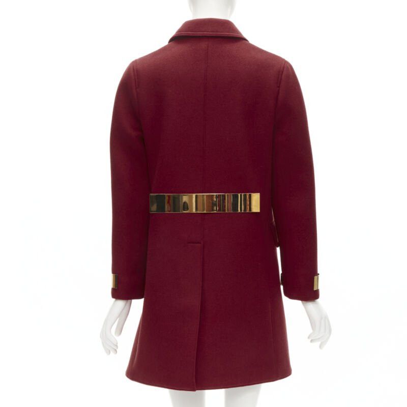 Burberry BURBERRY PROPRSUM 90% cashmere blend red gold metal bar coat IT38 XS Size XS / US 0-2 / IT 36-38 - 2 Thumbnail