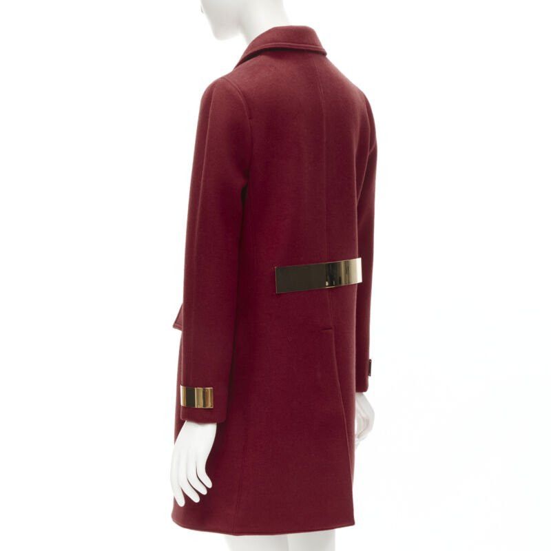 Burberry BURBERRY PROPRSUM 90% cashmere blend red gold metal bar coat IT38 XS Size XS / US 0-2 / IT 36-38 - 6 Thumbnail