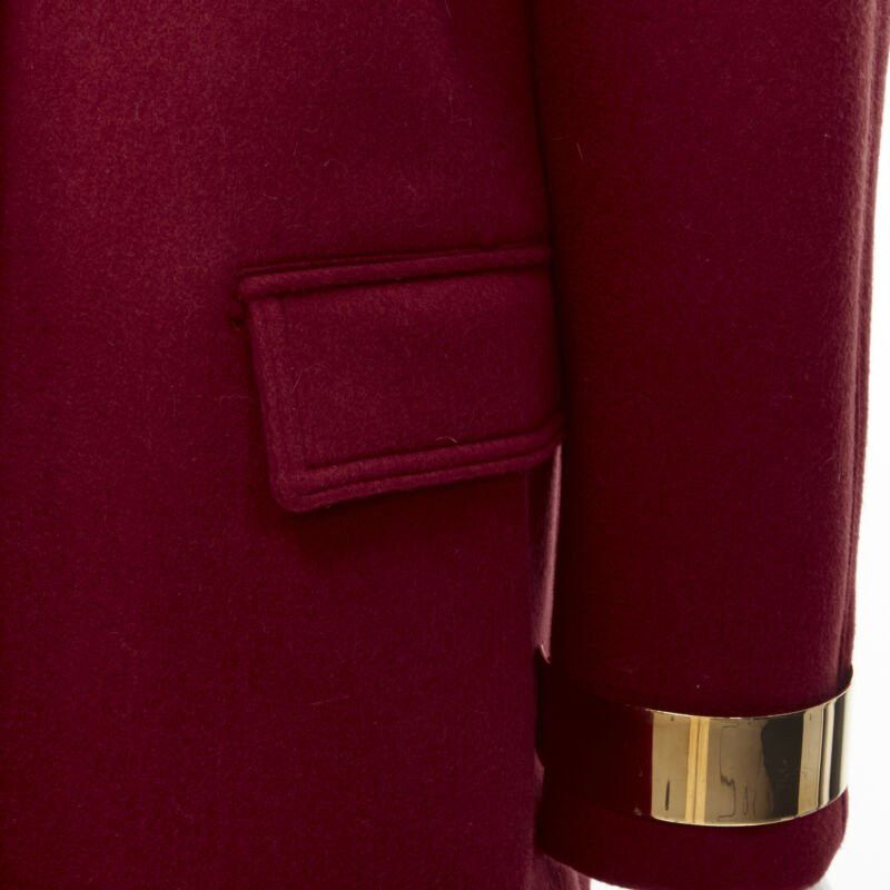 Burberry BURBERRY PROPRSUM 90% cashmere blend red gold metal bar coat IT38 XS Size XS / US 0-2 / IT 36-38 - 8 Thumbnail