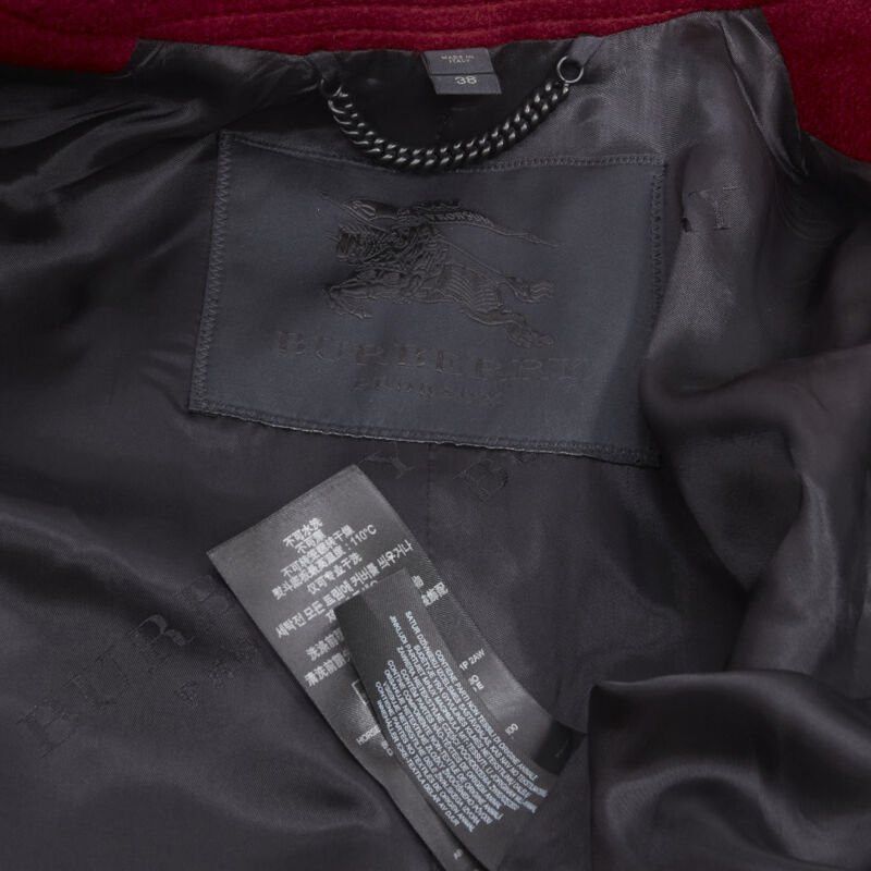 Burberry BURBERRY PROPRSUM 90% cashmere blend red gold metal bar coat IT38 XS Size XS / US 0-2 / IT 36-38 - 11 Thumbnail